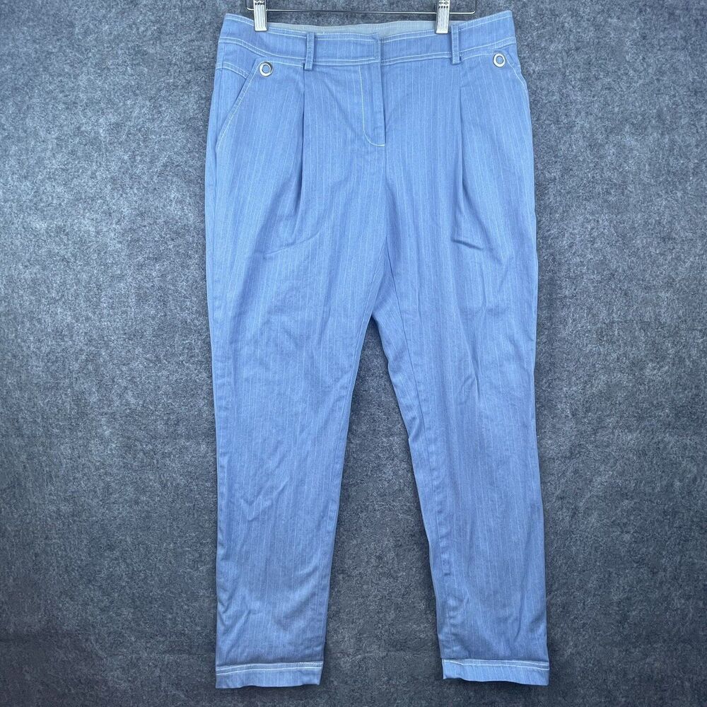 Vintage W DoubleuDot Jeans Womens 2 Pastel Blue Pinstripe Pleated Taper‎ Retro